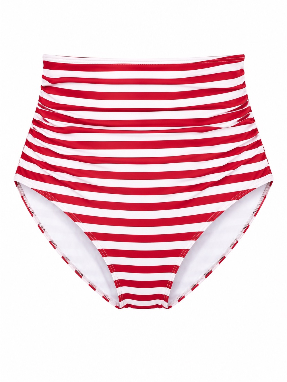 Holipick Red White Striped Ruched High Waist Bikini Bottom XL 16 NWOT